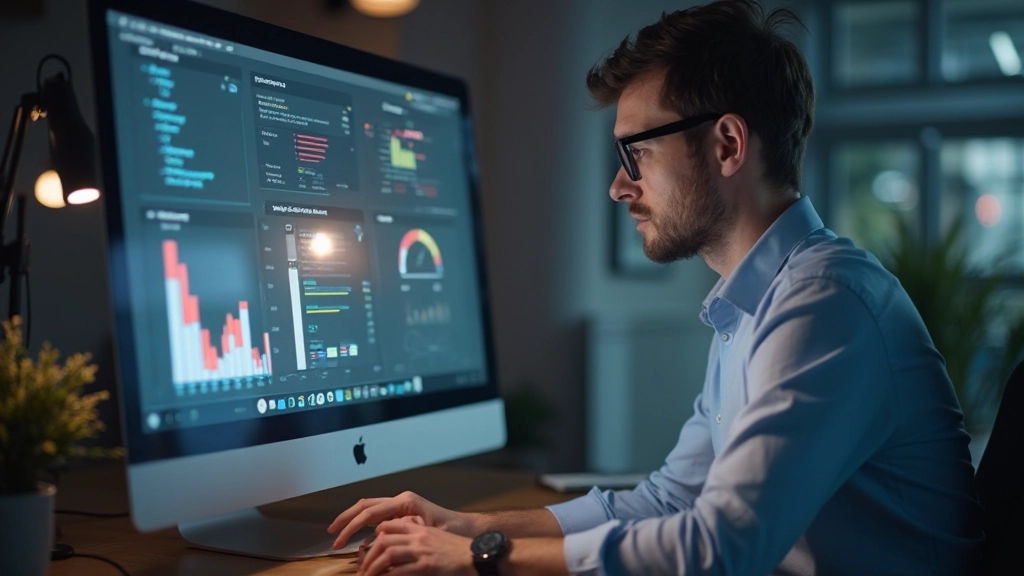 Performance metrics dashboard showing website speed test results and optimization recommendations